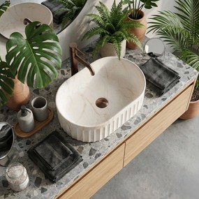 Rea Georgia, umývadlo na dosku 555×350×145 mm, béžová imitácia kameňa, REA-U3542