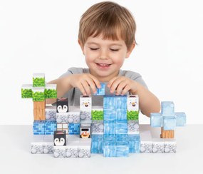 MULTISTORE Magnetické stavebné kocky 97 dielov – farebný zimný vzor, stavebnica pre deti 3+