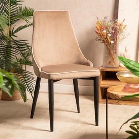 Jedálenská stolička LOUIS RIBBON zamatová béžová 848907