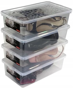 Súprava 4 ks úložných boxov na topánky s vekom, na dámske BARBIE 5 l – 19 x 34 x 10 cm