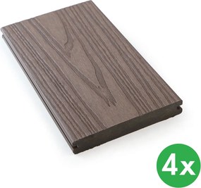 Terasové dosky WPC koextrudované, plný profil, 140 × 23 × 2850 mm, 4 ks, rosewood