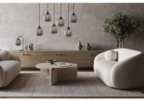 Stolná lampa Riffle Round, 1x grafitové sklenené tienidlo