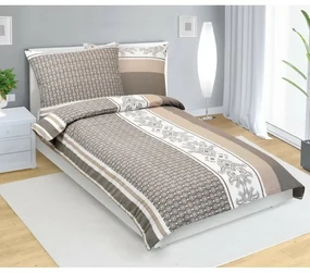 Bellatex Bavlnené obliečky Ornament kávová, 140 x 200 cm, 70 x 90 cm, 140 x 200 cm, 70 x 90 cm