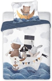 DETSKÉ BAVLNENÉ OBLIEČKY BOAT 100X135 CM, 1KS 40X60 CM VZOROVANÉ