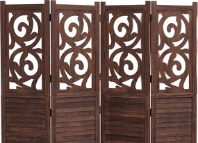 Paraván T568, deliaca stena, 4 panely - 170 × 160 cm - hnedá