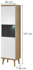 Vitrína Primo 50 cm dub Riviéra/bílá