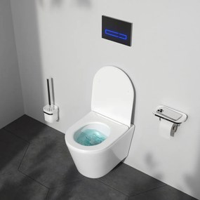 Toaletný set s inštaláciou AM.PM Spike IIS90151.PA1900 bezokrajové, sol sedadlom microlift, chróm pneumatické splachovacie tlačidlo