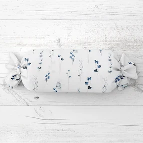 Biante Vankúš valec bonbon Sandra SA-398 Modré kvietky s motýlikmi 15x60 cm