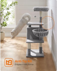 Mačací strom, Škrabadlo pre mačky, 110 cm, sivé