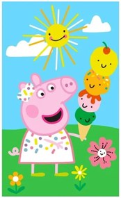 Detský uterák Prasiatko Peppa - motív Zmrzlinová pyramída - 100% bavlna - 30 x 50 cm