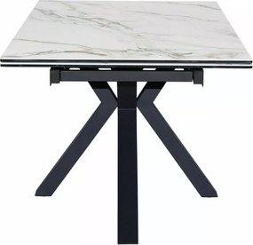 Rozkládací jídelní stůl Columbus Ceramic 160/240 cm bílý mramor/černý mat