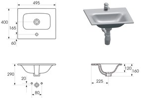 Cersanit Moduo SET, závesná skrinka 50x40x57 cm + umývadlo 50cm, antracitová matná, S801-471-DSM