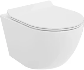 Mexen Lena, závesná WC misa 490x360x340 mm, Rimless Tornádo + toaletné WC sedadlo z duroplastu, biela lesklá, 30224000T