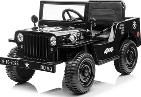 JOKOMISIADA Vojenské auto na batérie Willys čierny + diaľkové ovládanie PA0263
