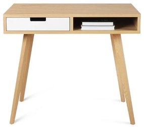 Moderný drevený písací stôl so šuplíkom LEA 90 cm biely