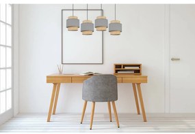 Závesné svietidlo Boho, 4x jutové/sivé textilné tienidlo