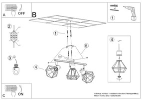 Bodové svietidlo Artemis, 3x čierne drôtené tienidlo, (môžnosť polohovania)