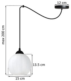 Závesné svietidlo Costa Spider, 1x biele sklenené tienidlo, b