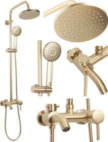 Sprchová súprava Rea LUIS s výtokom do vane - zlatá brúsená