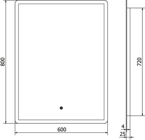 Mexen Navia osvetlené kúpeľňové zrkadlo 60 x 80 cm, LED 6000K, proti pareniu - 9803-060-080-611-00