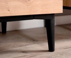 Široká TV skrinka Nola, dub artisan/čierna