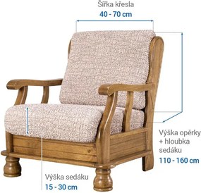Bielastické poťahy GRAFITI NOVÉ béžové kreslo s drevenými rúčkami (š. 40 - 70 cm)