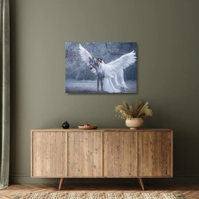 Sklenený obraz dievčaťa na jednorožcovi (70x50 cm)