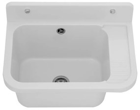 Sink Quality Universe, univerzálna plastová výlevka 50x34x31 cm + sifón, 1-komorová, biela, SKQ-KGK50-WH