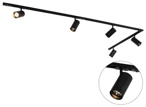 Moderný 1-fázový koľajnicový systém s 5 reflektormi AR70 čierny - Jeana Luxe