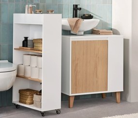 Umývadlová skrinka s dvierkami a poličkou naboku