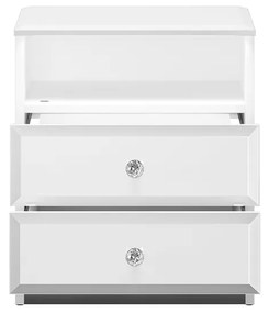 NOČNÝ STOLÍK CRISTINE 2S BIELY LESK + ZRKADLO
