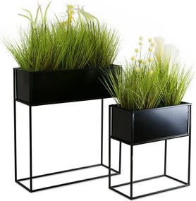 KOVOVÝ KVETINÁČ SO STOJANOM RECT 70X24X64 CM ČIERNA