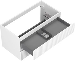 Mexen Rivel, kúpeľňová skrinka 90 cm, 2 zásuvky, drážkovaná, biela matná, 91A20-09047-2-BFF01