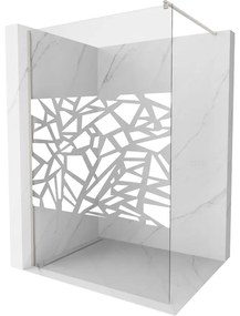 Mexen Kioto, sprchová zástena Walk-In 110 x 200 cm, 8mm číre sklo biely vzor, brúsená oceľ profil, 800-110-101-97-85