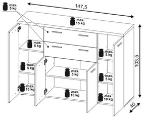 Komoda BRUNO dub sonoma/biela