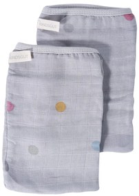 Súprava 2 sivých mušelínových uteráčikov Kindsgut Dots, 14 x 20 cm