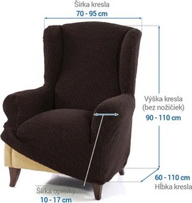 Super strečové poťahy NIAGARA čokoládová kreslo ušiak (š. 70 - 95 cm)