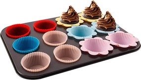 Kovová forma na muffiny so silikónovými košíčkami 12 ks