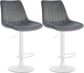 2x Barová stolička Toni - zamat, biely rám Tmavo sivá