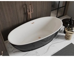 Mexen Bilbao, voľne stojaca vaňa 180 x 90 cm, biela-čierna, medený prepad, 51311809075-65