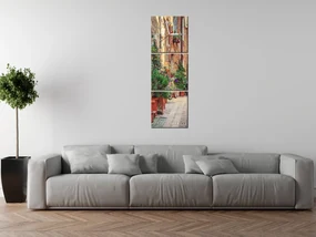 Gario Obraz s hodinami Stará cestička v Toskánsku - 3 dielny Rozmery: 90 x 30 cm