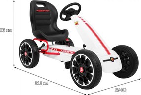 Ramiz Pedálová motokára ABARTH pre deti biela + EVA kolesá + ručná brzda + voľnobeh