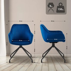 Jedálenská stolička Welby zamat - tmavo modrá