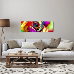 Obraz - Farebná ruža (s hodinami) (90x30 cm)