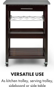 Klarstein Vermont, servírovací vozík, kuchynský vozík, 5 poschodí, drevo, ušľachtilá oceľ, mobilný