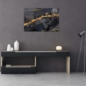 Obraz - Čierno - zlatý dekor (90x60 cm)