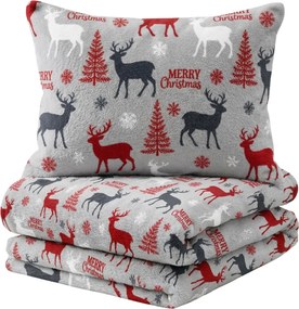 Obliečky mikroplyš MERRY CHRISTMAS DEER sivé Rozmer obliečok: 2 ks 70 x 90 cm | 200 x 220 cm