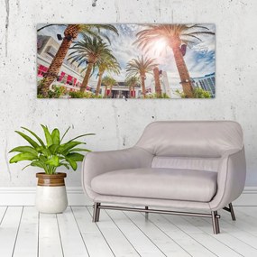 Obraz - palmy s bazénom (120x50 cm)
