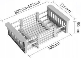 Mexen príslušenstvo, teleskopický odkvapávač pre kuchynský drez, šedá, 660730-71