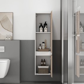 Vysoká závesná kúpeľňová skrinka Houseland Nivra dub/biela